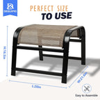 Outdoor Ottoman Patio Footstool 2 Set Modern Breathable Metal Frame Foot Rest Brown