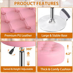 Nova Microdermabrasion Vanity Chair Stool Modern Tufted Round Ottoman Stool Swivel Makeup Chair for Bathroom Bedroom Living Room (Pink)