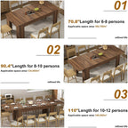 70.8"-110" Extendable Dining Table for 6-12 Person, Wooden Dining Room Table, Modern Extendable Table for Gatherings, Meeting for Small Kitchens, Dining Office Areas(Walnut)