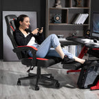 LEMBERI Big and Tall Gaming Chair, 400lb Capacity, Red | Heavy-duty steel frame, wide seat & high back, PU leather, reinforced footrest, linkage armrests for PC desk & office