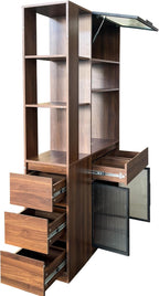 70.87" Tall Kitchen Pantry Cabinet with Multi-Tier Storage, Freestanding Food Hutch with 5 Drawers & 3 Glass Door and Microwave Stand, Coffee Bar Storage Cabinet Entrance Organizer, Walnut