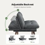 Marsail 66.02" Futon Sofa Bed, Convertible Couch & Sleeper Sofa, Light Grey | Versatile 2-in-1 Futon Sofa Bed with Adjustable Backrest & Armrests, Perfect for Small Apartments & Guest Rooms