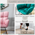 Modern Indoor Bedroom Rocking Chair with Cushion, Indoor Bedroom Upholstered Rocking Chair, Sofa Chair, Modern Lounge Chair for Balcony, for Balcony Living Room Bedroom,Emerging Green