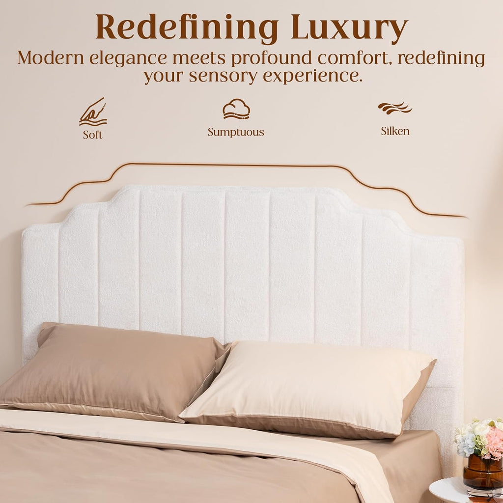 Queen Headboard, Beige Upholstered Headboard for Bed, No Assembly