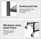 CADUKE Kitchen Storage Cart Baker's Rack 4-Tier Industrial Wood | Kitchen Island Stand, Serving Bar Cart, on Wheel, MDF, End Side Table Storage, Trolley Rack, for Bedside, Bathroom, Office