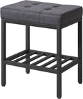 IBUYKE Rectangular Makeup Stool, Linen Seat Vanity Chair, Dark Gray WBD017G | Adjustable Feet Storage Space Footrest Multi-Use Small Side Table Ottoman Bedroom