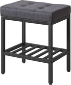 IBUYKE Rectangular Makeup Stool, Linen Seat Vanity Chair, Dark Gray WBD017G | Adjustable Feet Storage Space Footrest Multi-Use Small Side Table Ottoman Bedroom