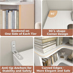 Besiost Corner Book Shelf, 6-Shelf Corner Bookshelf for Small Corner Spaces