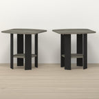 Toki Side Table, Set of 2 End Table, Nightstand, with Open Shelf, for Living Room, Bedroom, Dark Limed Oak
