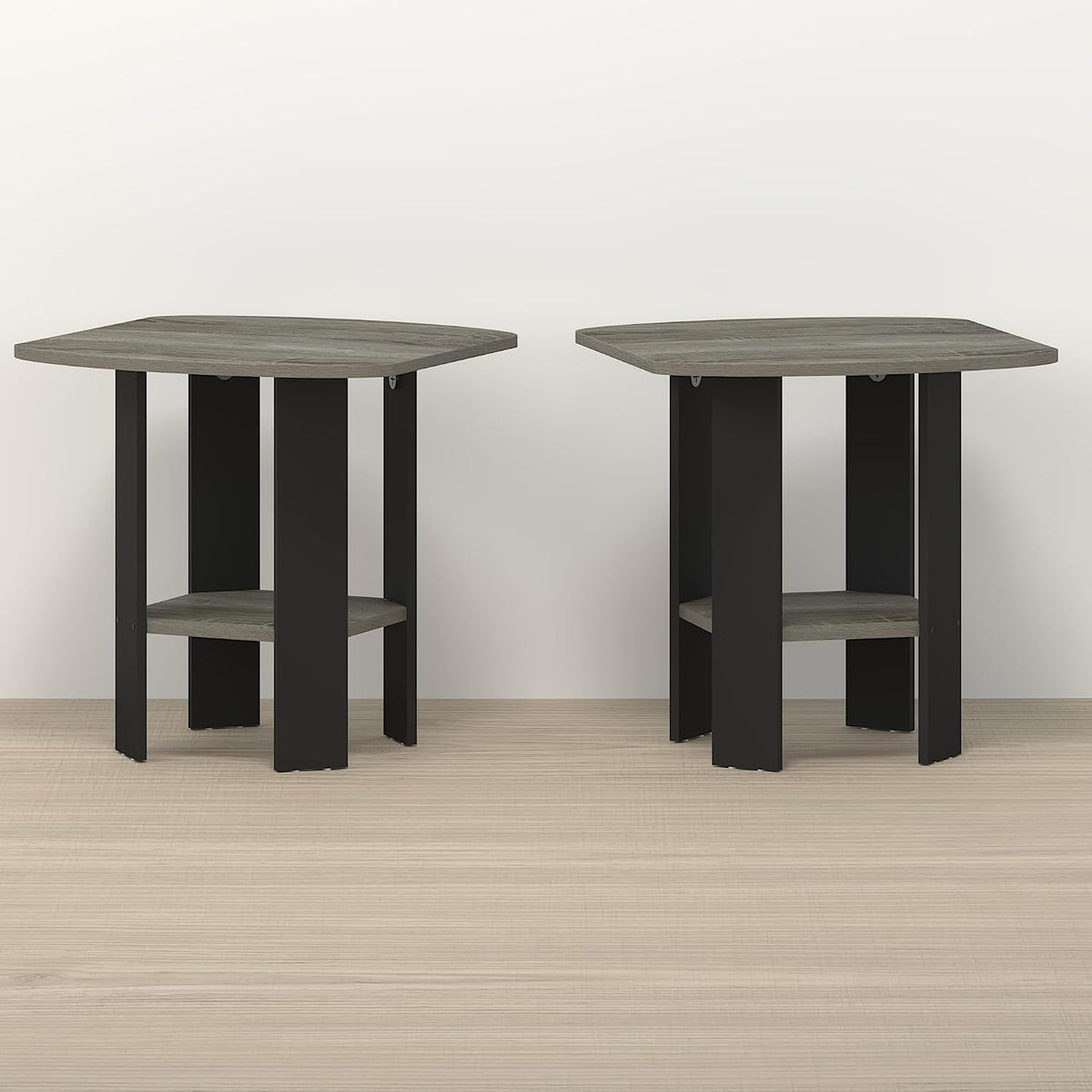Toki Side Table, Set of 2 End Table, Nightstand, with Open Shelf, for Living Room, Bedroom, Dark Limed Oak
