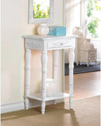 Accent Plus 34353 Carved White Side Table, Multicolor