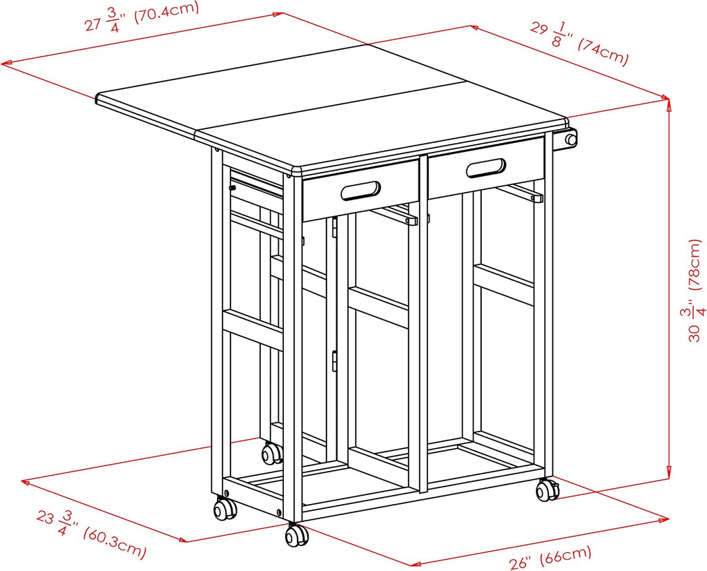 Winsome Suzanne Kitchen Table Set with Stools, Coffee, 33" | Convenient Sturdy Mobile Kitchen & Dining Room Table & Chairs with Storage for Small Spaces, Dorms, Apartments