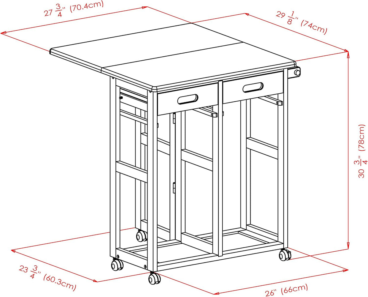 Winsome Suzanne Kitchen Table Set with Stools, Coffee, 33" | Convenient Sturdy Mobile Kitchen & Dining Room Table & Chairs with Storage for Small Spaces, Dorms, Apartments