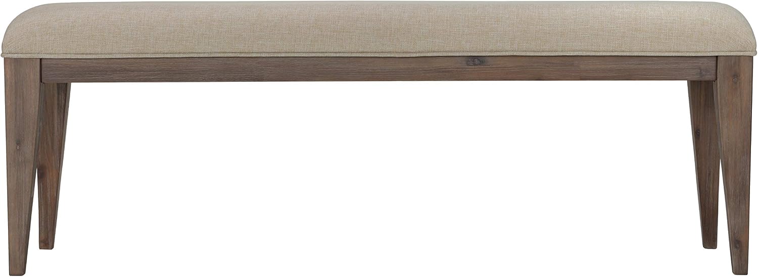 Cortesi Home Leno Bench with Neutral Linen Fabric