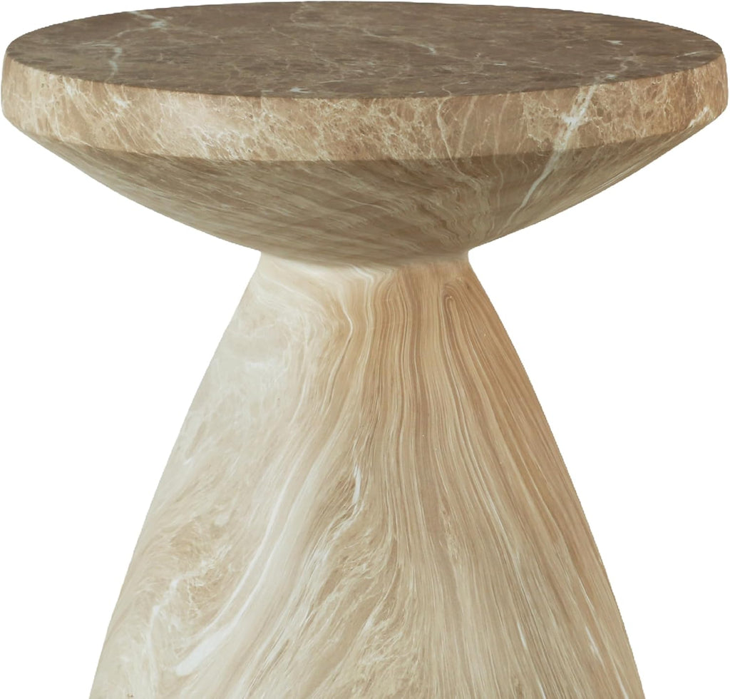 17.72" Cement End Tables for Patio,Faux Terrazzo Modern Small Round Side Accent Table,Tree Stump Garden Stool Drum Indoor and Outdoor,Marble