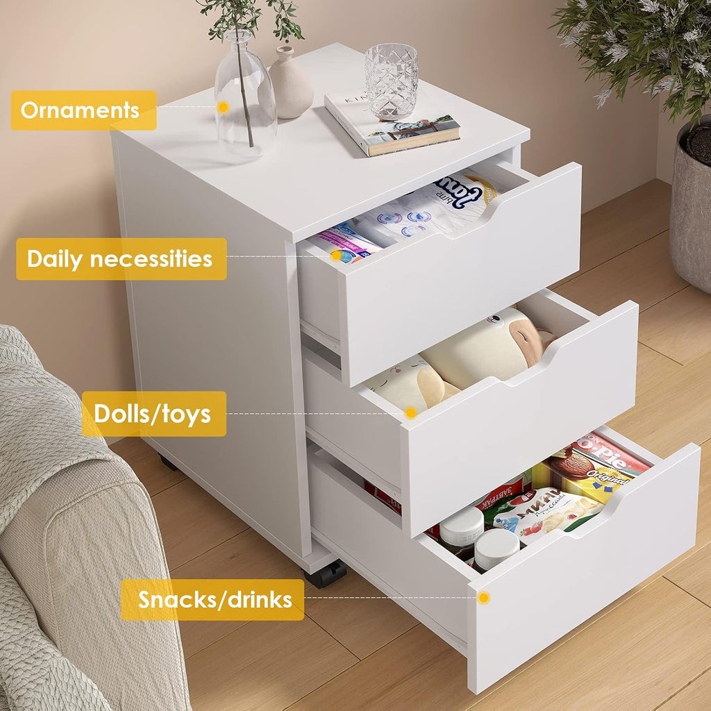 Stary Fully Assembled 3 Drawer Wood Rolling File Cabinet