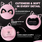 GTPLAYER Pink Gaming Chair Cute with Cat Ears Ergonomic Computer Chair with Cat Embroidery Adjustable Memory Foam Lumbar Support and Headrest Comfortable Reclining Office Chair Soft Velvet Fabric