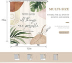 Glawry Boho Bible Verse Shower Curtain Inspirational Scriptures Quotes Abstract Tropical Palm Leaf Mid Century Bathroom Christian 72Wx72L Inches Bath Accessories Art Home Decor Fabric 12 Pack Hooks