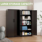 Metal Storage Cabinet, 71" H Garage Storage Cabinet with Doors and Adjustable Shelves, Heavy Duty Locking Tool Cabinet Utility Cabinets for Home Office, Garage, Warehouse, School (Black)
