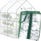 Greenhouse Cover Replacement, 56×56×76 Inches PE Walk-in Greenhouse Cover for Gardening Plants w/Roll-Up Zipper Door, Waterproof Wind Rain Proof Frost Protection , Easy Assembly (No Frames Include)