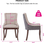 Farmhouse Dining Chairs Set of 2, Upholstered Fabric Dining Room Accent Chairs with Wood Legs & Bronze Nailhead, High Wingback Kitchen Chairs for Living Room Hotel Apartment, Beige Patterned