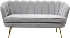 59'' Loveseat Sofa, Modern Chenille 2-Seater Sofa with Golden Legs, Comfy Upholstered Shell Accent Couch for Studio, Living Room, Store, Office (Light Grey).