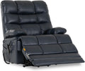 DYNOX Oversized 400 lbs Power Lift Recliner Chair for Big and Tall Seniors, Dual Motor Lay Flat Lift Chair with Extended Footrest, Heat & Massage, Genuine Leather, Dark Blue, 9305L
