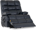 DYNOX Oversized 400 lbs Power Lift Recliner Chair for Big and Tall Seniors, Dual Motor Lay Flat Lift Chair with Extended Footrest, Heat & Massage, Genuine Leather, Dark Blue, 9305L