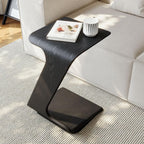 POVISON Modern C-Shaped Side Table Set with Wheels, 15" End Table for Small Spaces, Couch Tables that Slide Under, C Shaped Side Tables Living Room and Bedroom for Sofa, Bed,Chair,Black