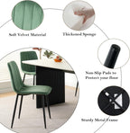 Modern Round Glass Dining Table Set for 4, 36'' Small Tempered Glass Tabletop Black Base with 4 Green Minimalism Dining Chairs, 5-Piece Clear Circle Dining Table Set(Easy Assemble)