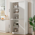 70.45'' Multi-Use Farmhouse Pantry: Kitchen Pantry Cabinet with 4-Door, Adjustable Shelves, Anti-Tip for Kitchen, Dining, Office