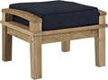 Modway Marina Outdoor Patio Teak Ottoman, Natural Navy
