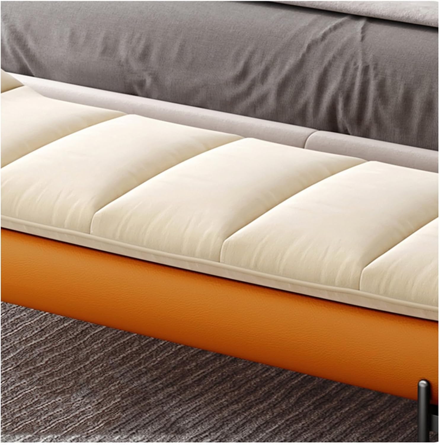 Modern Leathers End of Bed Bench for Bedroom,Upholstered Storage Ottoman Entryway with for Living Room Entryway(Orange,180 * 50 * 42cm)