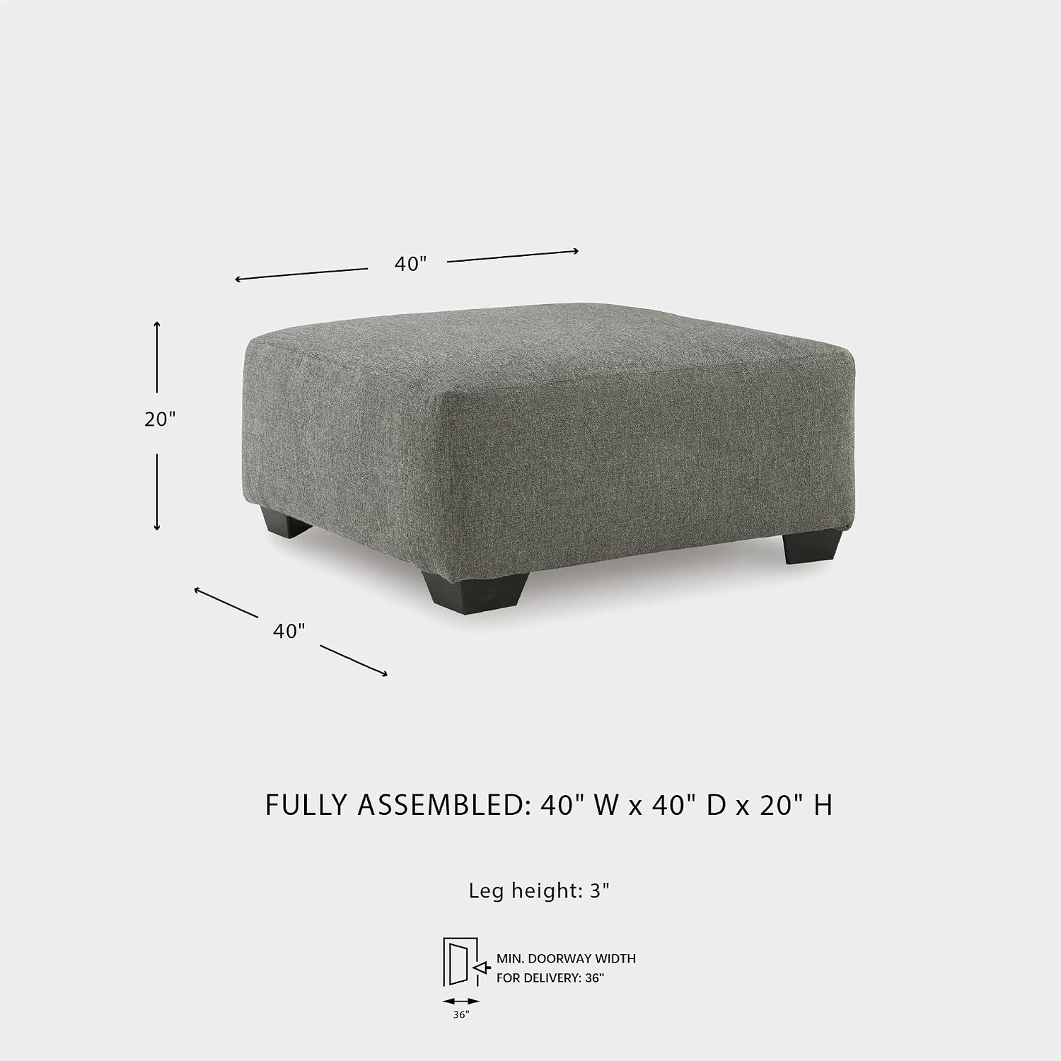 Signature Design by Ashley Revenna Casual Square Upholstered Oversized Accent Ottoman, Gray