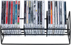 MyGift 3 Slot CD Holder, 30 Capacity Black Metal Media Organizer Rack | Three-slot stand stores up to 30 jewel cases for CDs, DVDs, and video games in a compact tabletop design