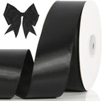 NESCCI 60 Yards Ribbon,1-1/2 Inch Black Satin Ribbon,Single Face Satin Ribbons, Perfect for Gift Wrapping,Wedding Decoration,Handmade Bows, Wrapping Bouquet and More