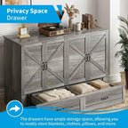Mjkone Queen Murphy Bed, Cabinet Beds Queen Size with Tri-Fold Mattress Included, Charging Station, Hidden Storage Drawers, Space Saving Murphy Chest Beds, Cabinet Guest Wall Bed for Apartment, Grey