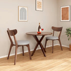 ERGOMASTER 3-Piece Dining Table Set for 2, 36" Kitchen Round Table with 2 Chairs, Rubber Wood Legs, Brown