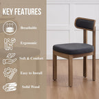 Linen Dining Chairs Set of 4, Mid Century Modern Upholstered Dining Room Chairs with Curved Back, Armless Kitchen Chairs for Living Room/Restaurant/Balcony/Bedroom/Home Desk/Task, Grey