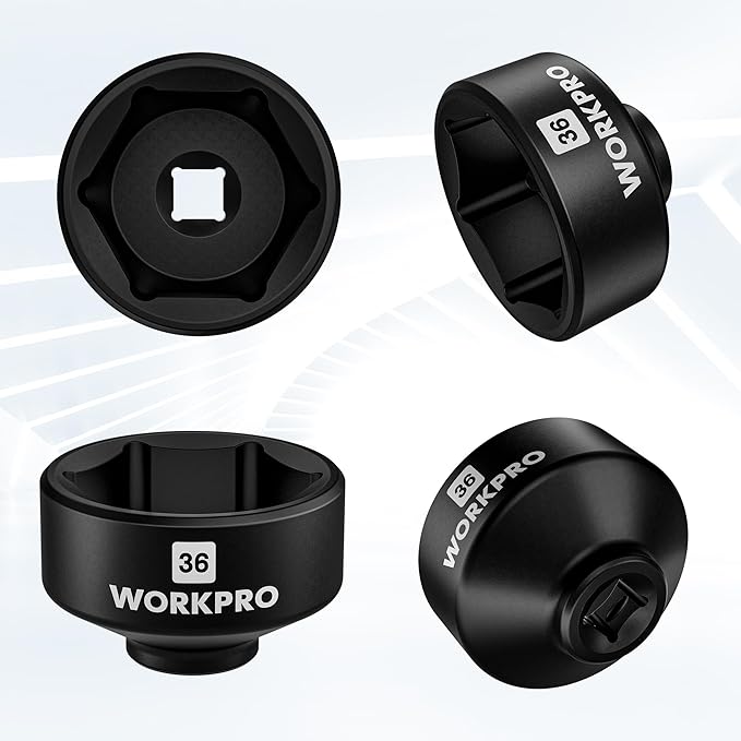 WORKPRO 24-38mm (6-Piece) Oil Filter Socket Wrench, Oil Filter Removal Tool, Oil Filter Change Set, Ideal for Some Ford F250, BMW, Mini, Volvo, Audi, VW, Porsche Vehicles
