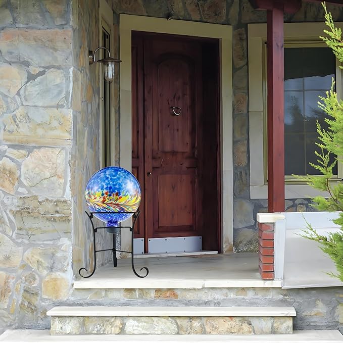 Garden Gazing Ball Stand,Metal Gazing Globe Sphere Stand Holder,for 10 to 12 Inches Metal or Glass Garden Gazing Sphere,Indoor Outdoor Lawn Yard Display Stand Décor Accessories,Black 9.4" H