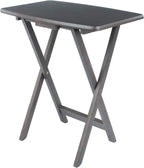 WINSOME Dorian Oversized Snack Table Set, Oyster Gray (Brown Base) (replace color may vary)., 23.62 x 15.75 x 25.51, 5pc
