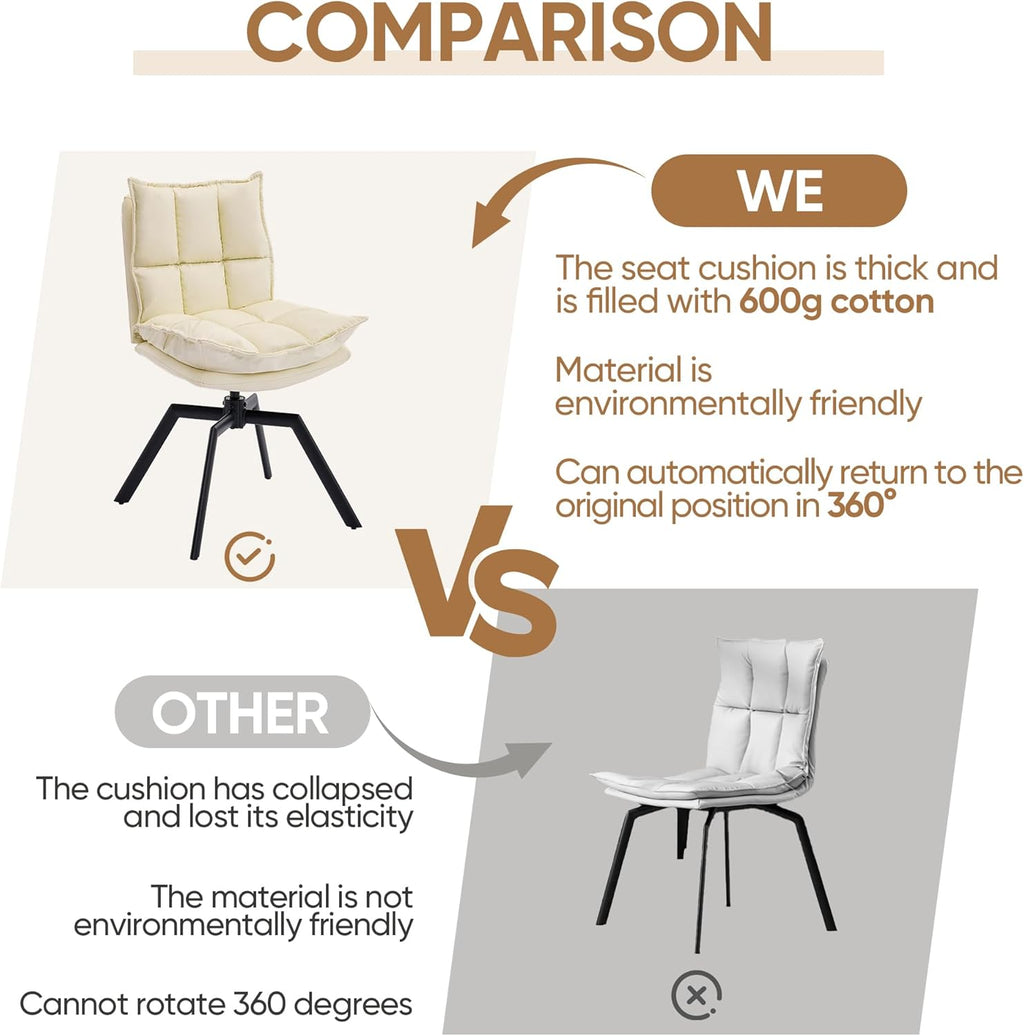 KEEZY Swivel Dining Chairs Set of 2, 360°AUTO Swivel Cat Scratch Resistant Faux Leather Chair with Padded Seat, Sturdy Metal Legs for Dining Room & Living Room