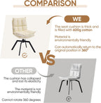 KEEZY Swivel Dining Chairs Set of 2, 360°AUTO Swivel Cat Scratch Resistant Faux Leather Chair with Padded Seat, Sturdy Metal Legs for Dining Room & Living Room