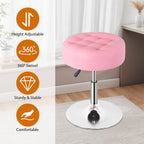 Nova Microdermabrasion Vanity Chair Stool Modern Tufted Round Ottoman Stool Swivel Makeup Chair for Bathroom Bedroom Living Room (Pink)