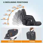 SUNNYFEEL Stadium Seat with Back Support, 4.7" Thick Cushion, 6 Reclining Positions Bleacher Chair with Shoulder Straps, Armrests & Storage Pockets, Non-Slip Strap, Portable for Sports Camping