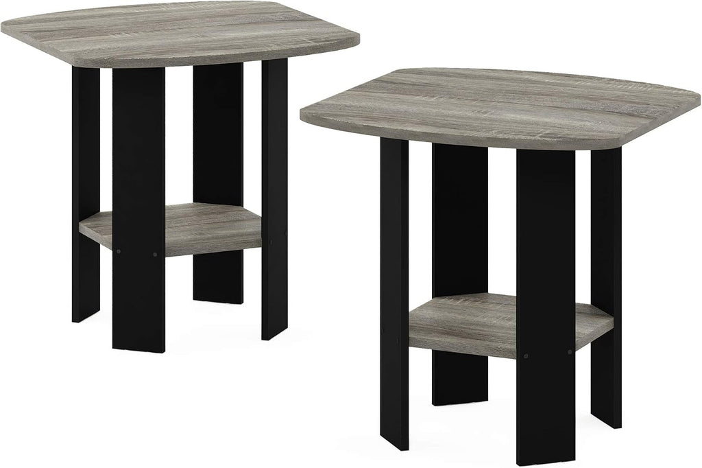 Furinno SIMPLE DESIGN Set of 2 Side Table, 2-Tier End Table, French Oak