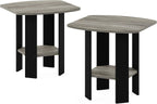Furinno SIMPLE DESIGN Set of 2 Side Table, 2-Tier End Table, French Oak