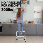 SOLADDER 1-Step Ladder Folding Step Stool with Anti-Slip Sturdy and Wide Pedal Stepladder Multi-Use for Home and Kitchen Space Saving (White)