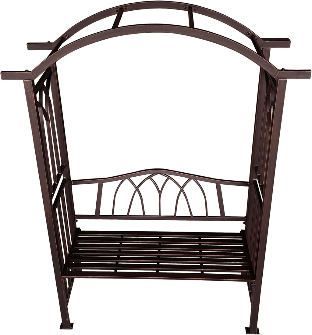 Bronze Aluminum Garden Arbor Arch with 2-Seater Bench